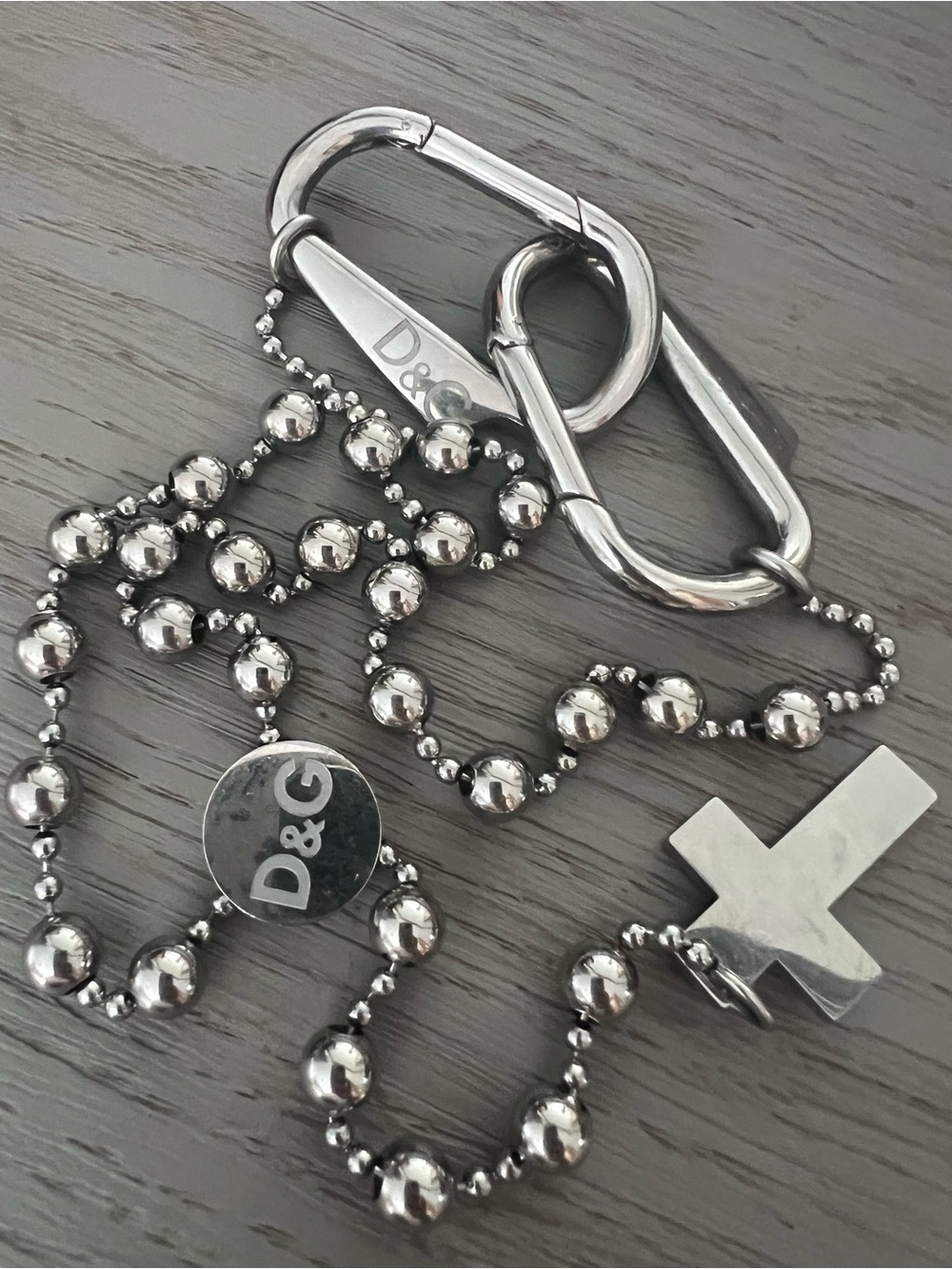 D&G Silver-Tone Carabiner and Ball Chain Necklace - Picture 2 of 4